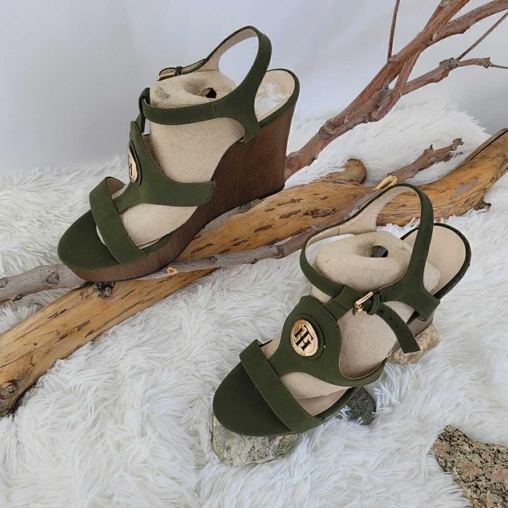 Tommy Hilfiger Green wedge sandals